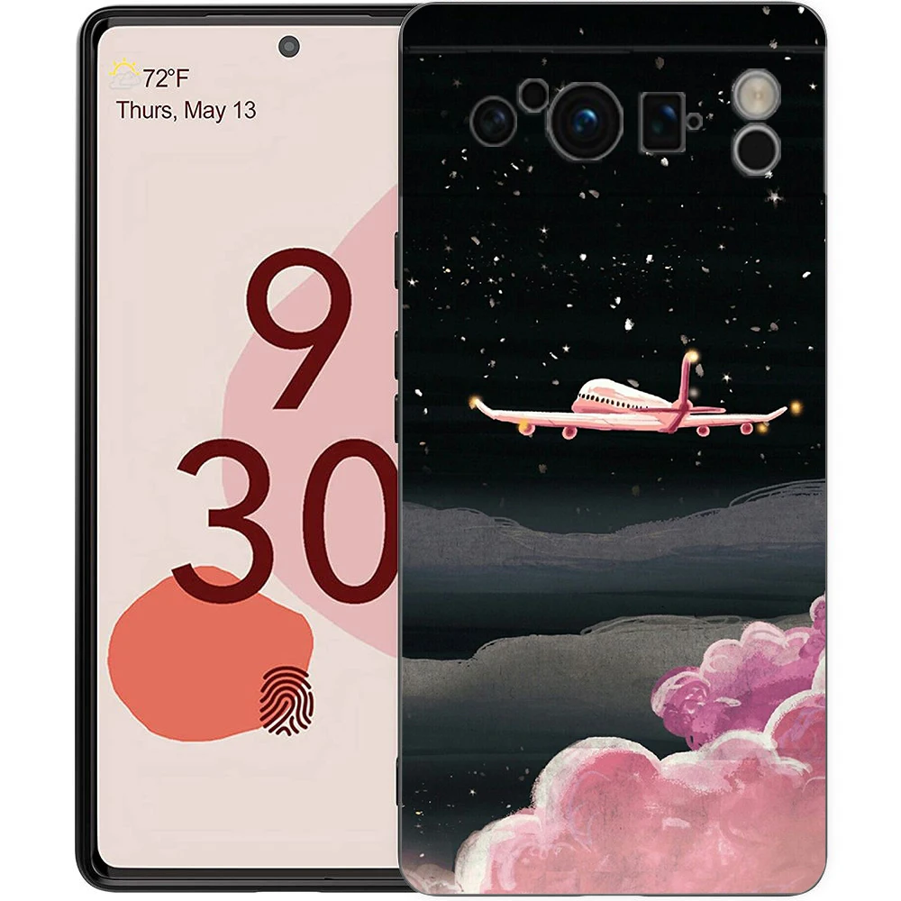 Funda de teléfono de avión para Google Pixel 9 8 7 6 Pro XL 8A 6A 7A 5G, funda negra de TPU suave a prueba de golpes - imagen 4