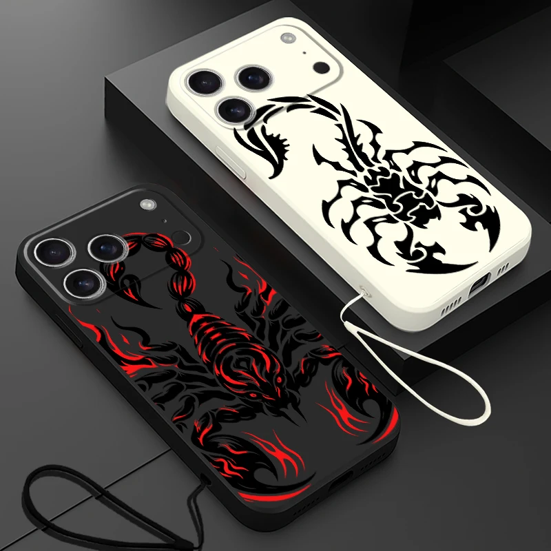 Funda de teléfono con cubierta suave de escorpión para Apple iPhone 16 14 15 Plus XS XR 7 8 11 12 13 Pro Max 17 Air 16e