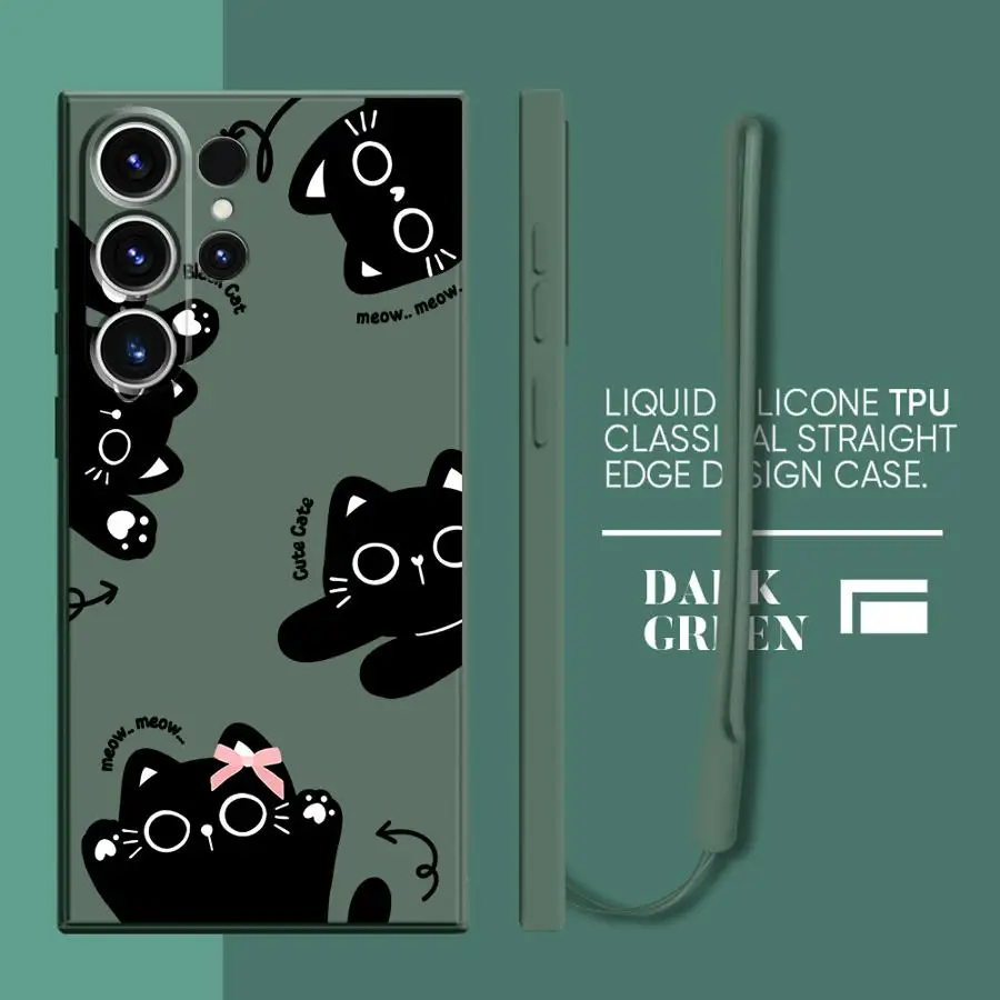 Funda de teléfono para Samsung Galaxy S24 FE S23 S25 Edge S20 S22 Ultra S21 Plus Note 20 10 funda Ultra suave lindo gato - imagen 2