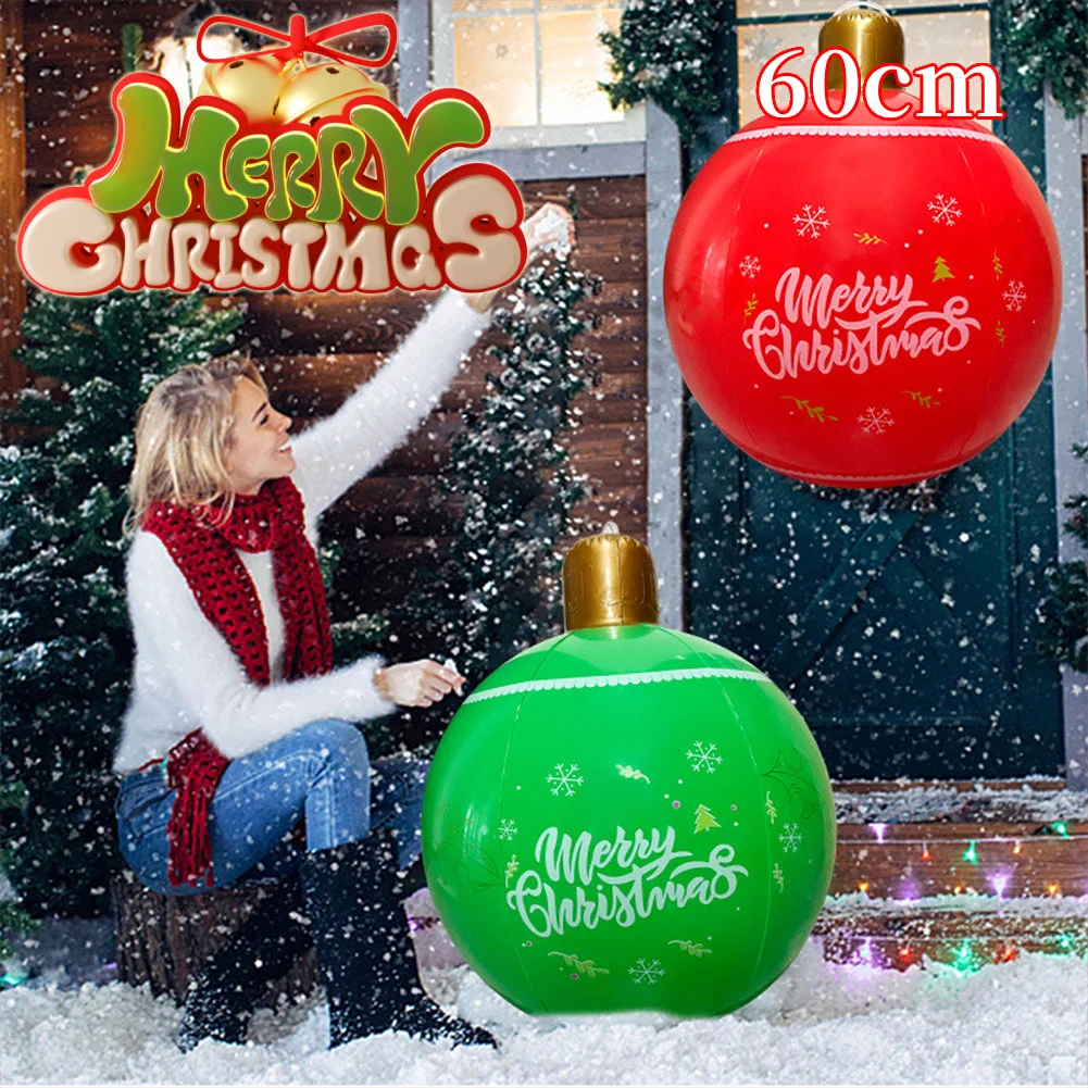 Bola de Navidad inflable de PVC de 24 pulgadas, decoraciones navideñas para exteriores, adornos navideños de Año Nuevo, decoración para patio de vacaciones, césped y porche - imagen 2