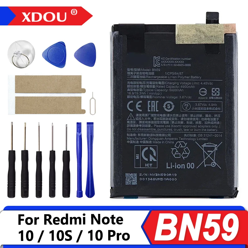 Nueva batería BN59 de 5000mAh para Xiaomi Redmi Note 10 / 10S / Note 10 Pro 10pro, baterías de repuesto para teléfono + herramientas