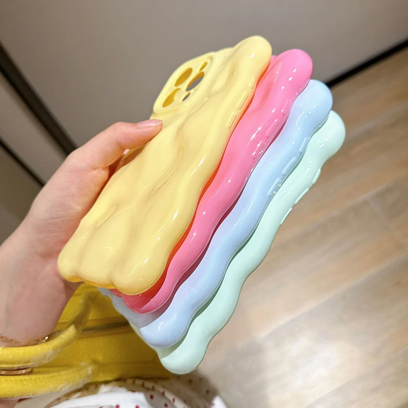 Funda de teléfono Ins 3D Clouds Waves Color dopamina TPU para iPhone 17 Air 16 15 14 Plus 13 12 11 Pro Max funda trasera suave a prueba de golpes - imagen 5