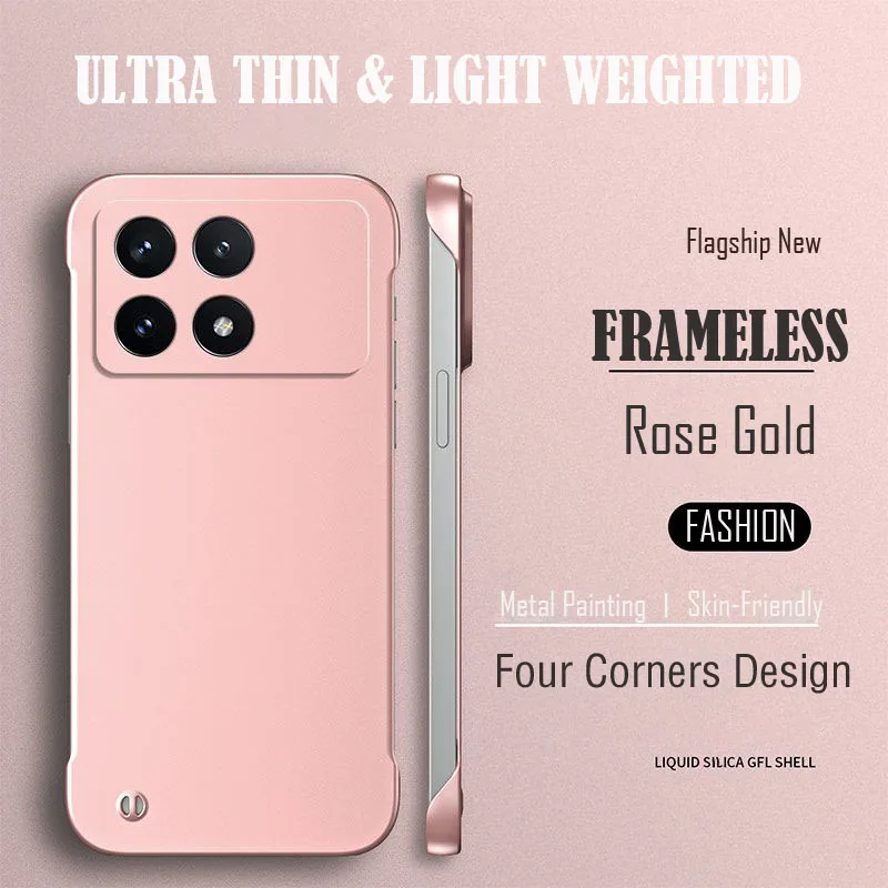 Funda de teléfono sin marco ultrafina con pintura de superficie de Metal para XIAOMI Poco X6 F6 F5 Pro F3, funda completa suave - imagen 2