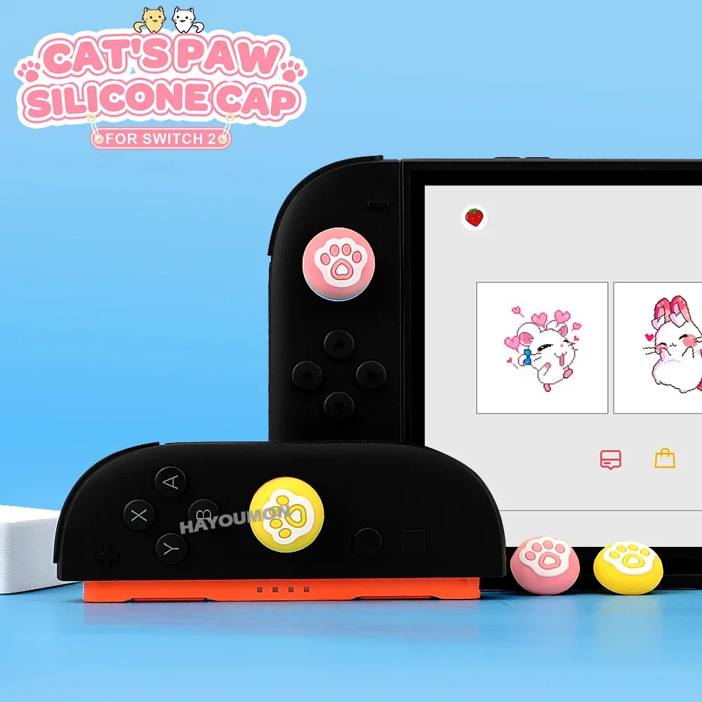 4 unids/set para NS2 Switch 2 empuñaduras de silicona para pulgar tapa de Joystick de pata de gato para Switch 2 Joycons cubierta protectora antideslizante - imagen 2