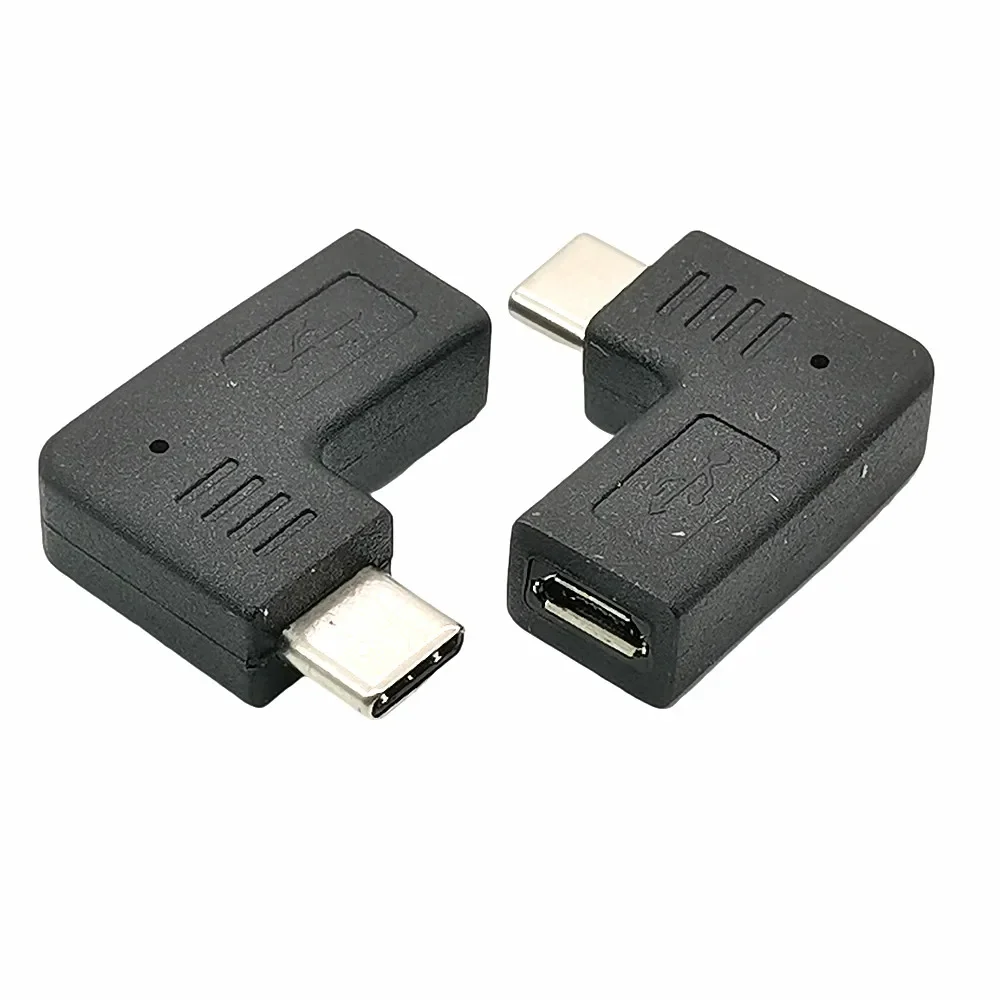 Adaptador USB C macho a Micro USB hembra de ángulo recto, convertidor de sincronización de datos de carga Micro a tipo C