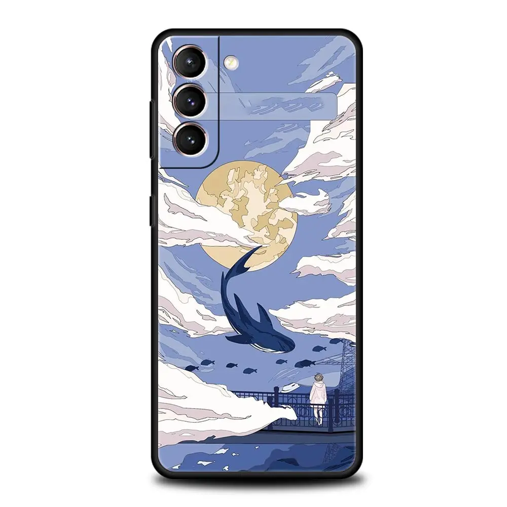 Funda de teléfono para Samsung Galaxy S24 S23 Ultra S22 S21 S20 FE 5G S10 S10E S9 Plus S8 Funda negra suave Funda de verano Sky para - imagen 2