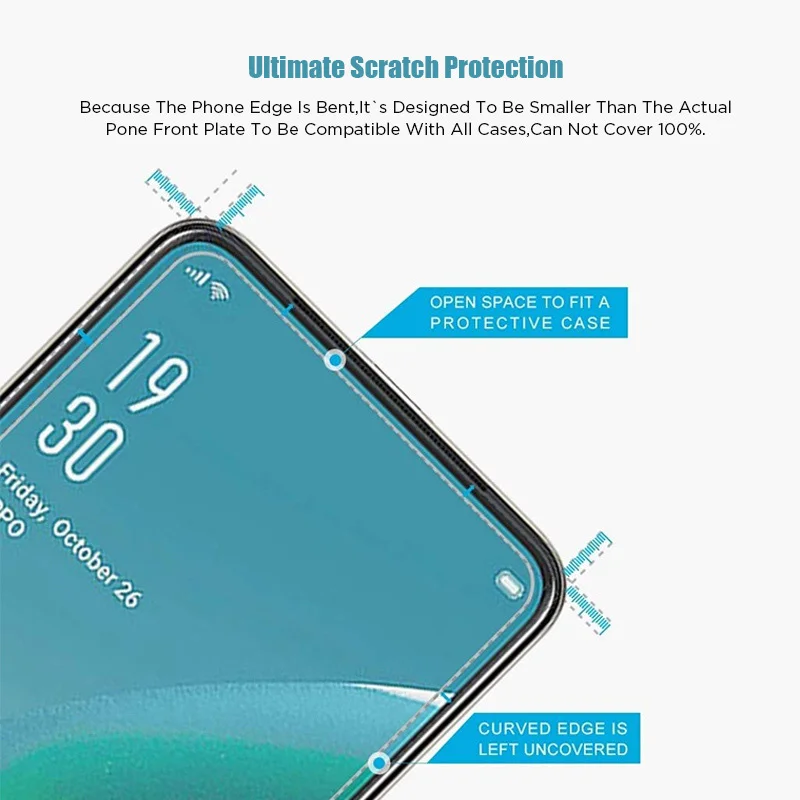 Protector de pantalla de cristal templado duro para Oppo, película frontal HD, Reno 2F, 2Z, 2 F, Z, Ace A, 4 Pro, 5G, 3 Pro, 3Pro, 1/2 piezas - imagen 3