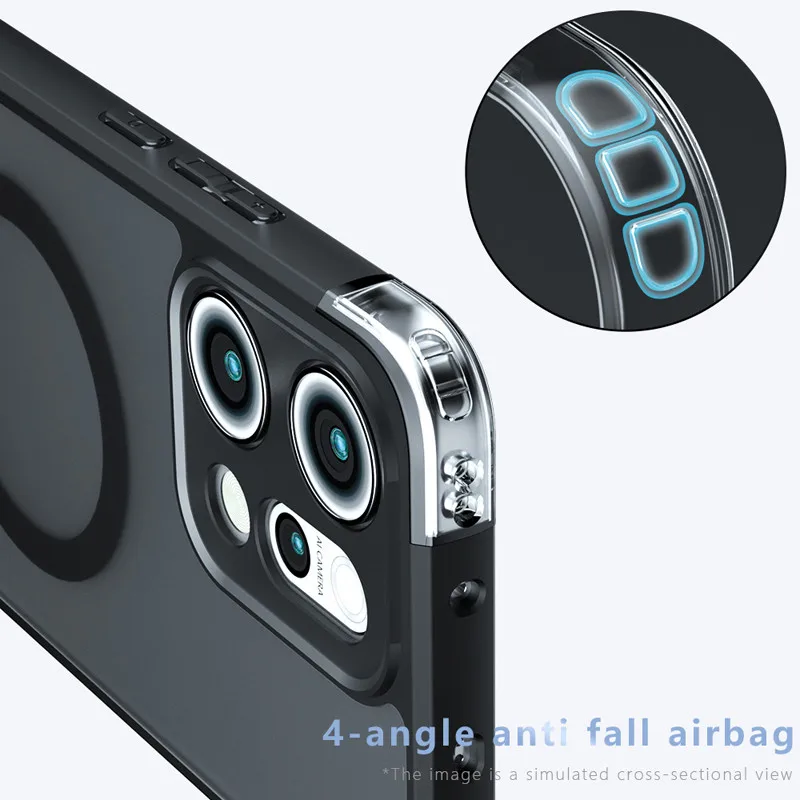 Para OPPO Reno 14, 14 Pro 5G funda ELVEV Airbags anticaída TPU PC dura mate sensación de piel cubierta de teléfono de succión - imagen 5