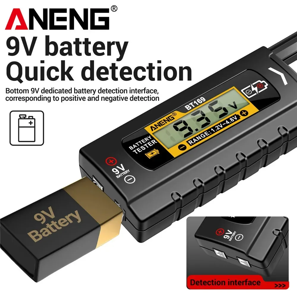 ANENG BT169 probador de batería Universal 9V 1,5 V prueba de pila de botón LCD indicador de batería comprobador analizador doméstico herramientas de medidor - imagen 3