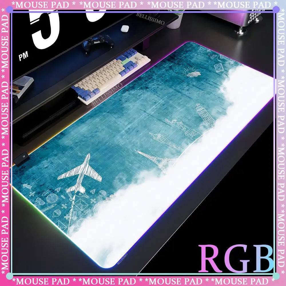 Alfombrilla de ratón HD con dibujo mecánico RGB, accesorios de juego, alfombrilla de teclado LED, alfombrilla de mesa grande, goma antideslizante, luminosa XXL - imagen 2