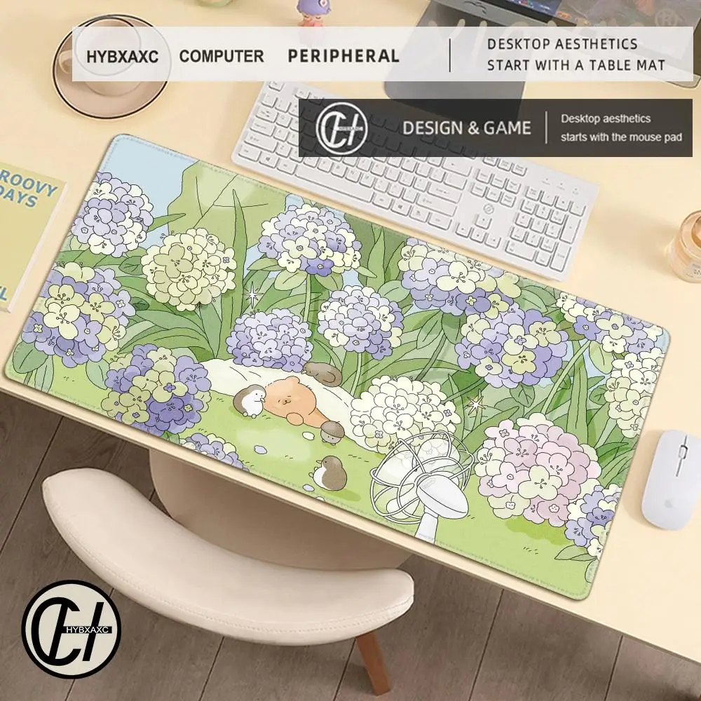 Alfombrilla de ratón para juegos suave de goma con flores rosas Kawaii, alfombrilla de teclado grande, alfombrilla de ratón topográfica para teclado con alfombrilla antideslizante - imagen 3