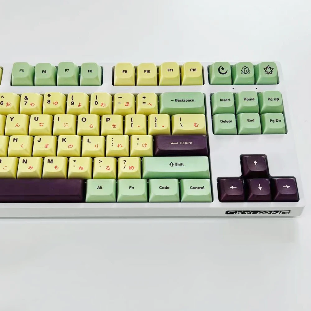 Juego de teclas de 113 teclas, color morado, verde y amarillo, perfil KDA, teclas de sublimación de tinte PBT para teclado mecánico Cherry MX Switch - imagen 4