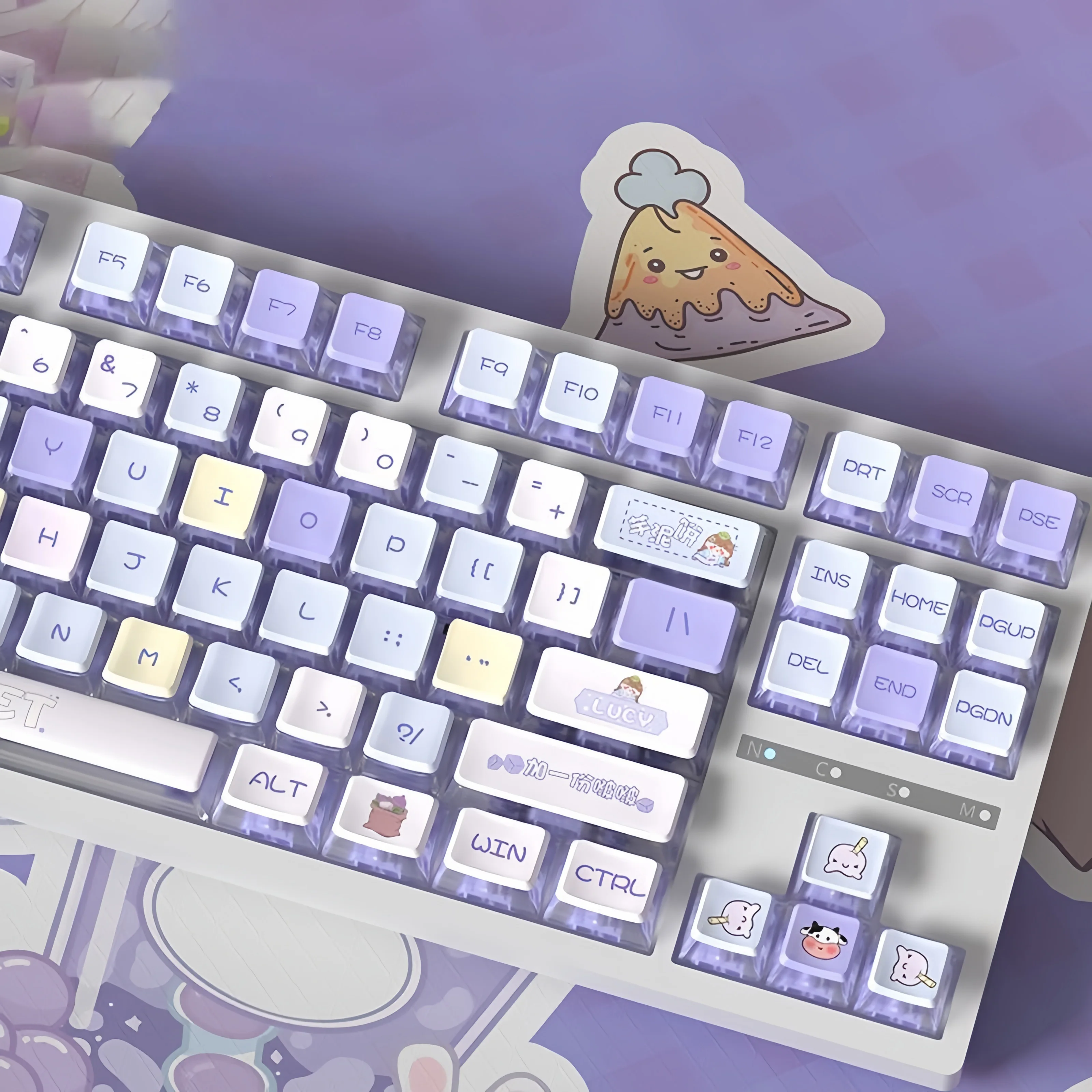 Teclas translúcidas con temática de refresco y menta, 130 teclas, tinte Sub personalizado, teclas de PC PBT para teclados de interruptores Cherry Gateron MX