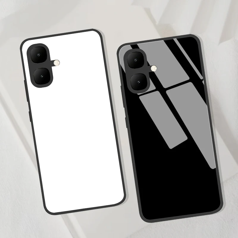 Funda de teléfono de vidrio templado para Infinix Smart 10 plus, funda trasera de PC dura de lujo para Infinix Hot 60 Pro Plus 4G 60i Coque