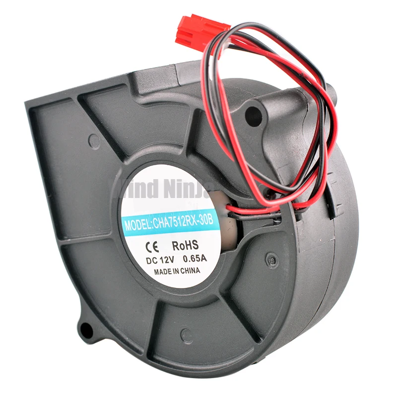 CHA7512RX-30B 75mm 고속 원심 송풍기 팬 7.5cm DC12V 0.65A 4500rpm 건조기 가습기 용 냉각 팬 75x75x30mm - imagen 4