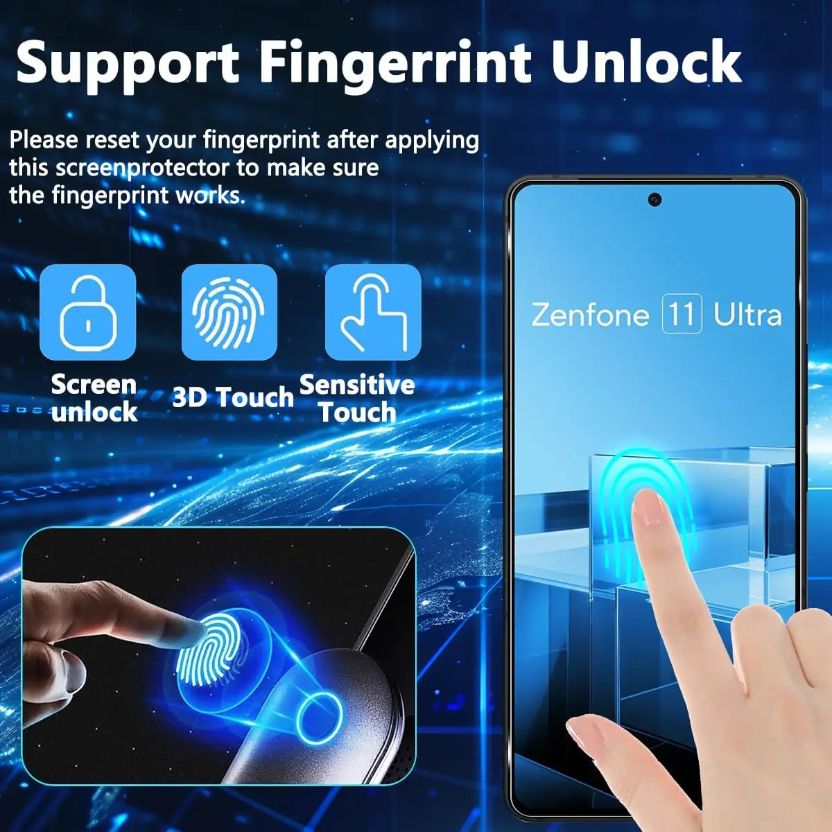 Para ZenFone 11 Ultra 2/4 Uds HD Protector de pantalla de vidrio templado 9H - imagen 5