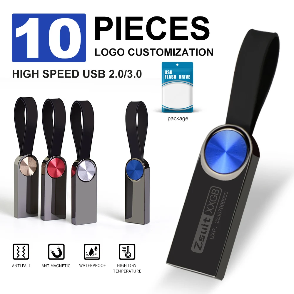 ZSUIT-unidad USB de alta velocidad, Pendrive de 10 piezas, 32GB, 64GB, 3,0 GB, 128GB, resistente al agua, de Metal, DD - imagen 2