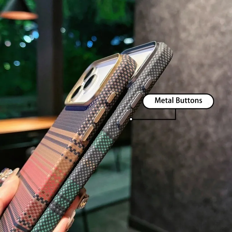 Para iPhone Air, 16 17 Pro Max Funda ELVEV Moda Patrón de Fibra de Carbono Cubierta Dura del Teléfono de Succión de PC - imagen 4