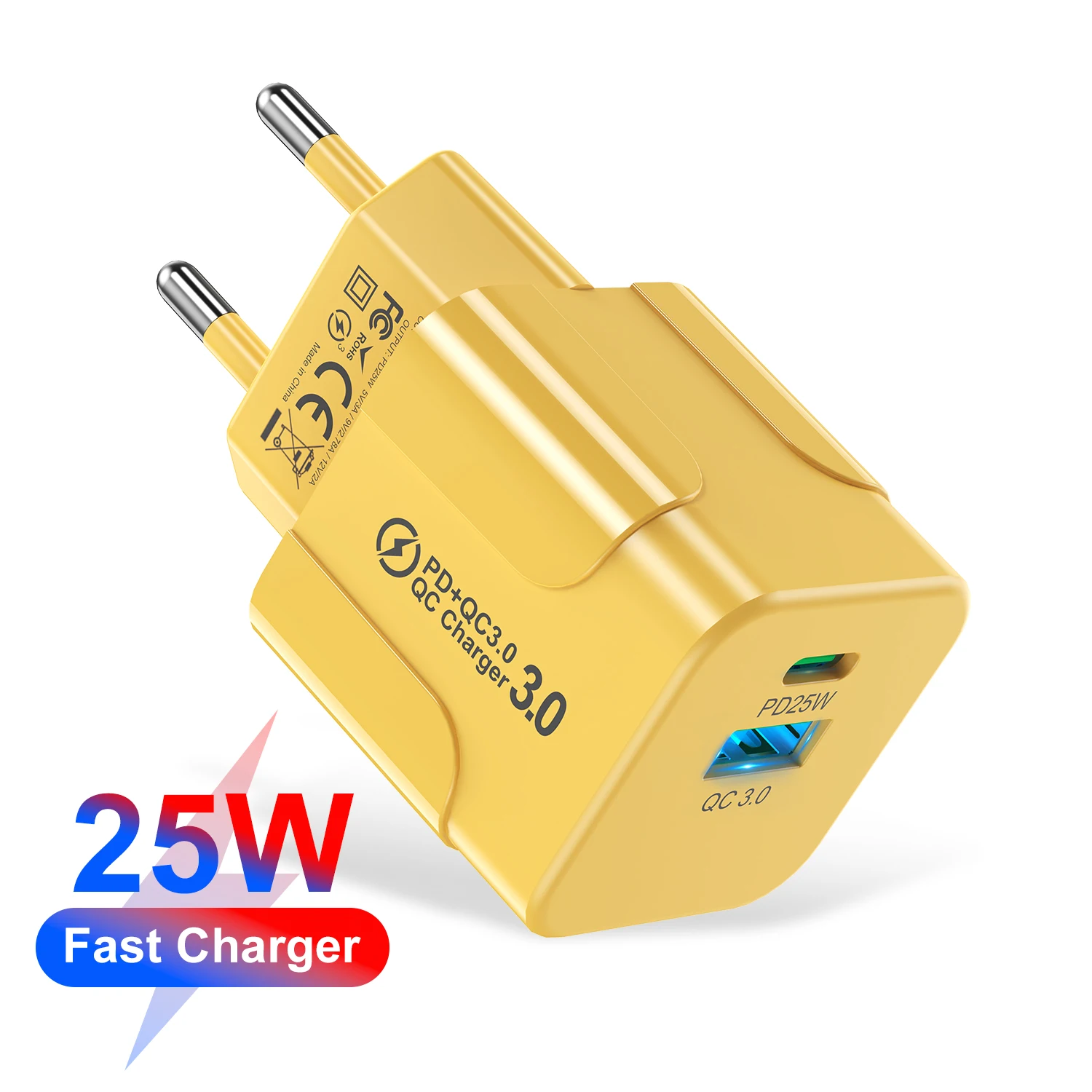 PD 25W USB C cargador rápido para iPhone 15 Pro Max Xiaomi 14 Oneplus KR UE EE. UU. Mini 2 puertos enchufe de viaje adaptador de carga rápida para teléfono