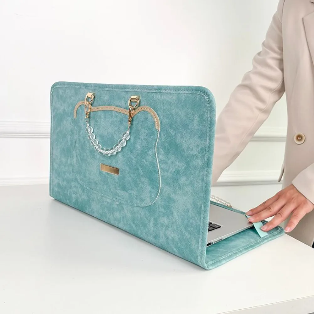 Bolso para ordenador portátil de 13/14/15,6 pulgadas para Macbook Air Pro, funda para portátil, bolsa para tableta para ASUS HP DELL Little Bear, rosa, verde y gris - imagen 3