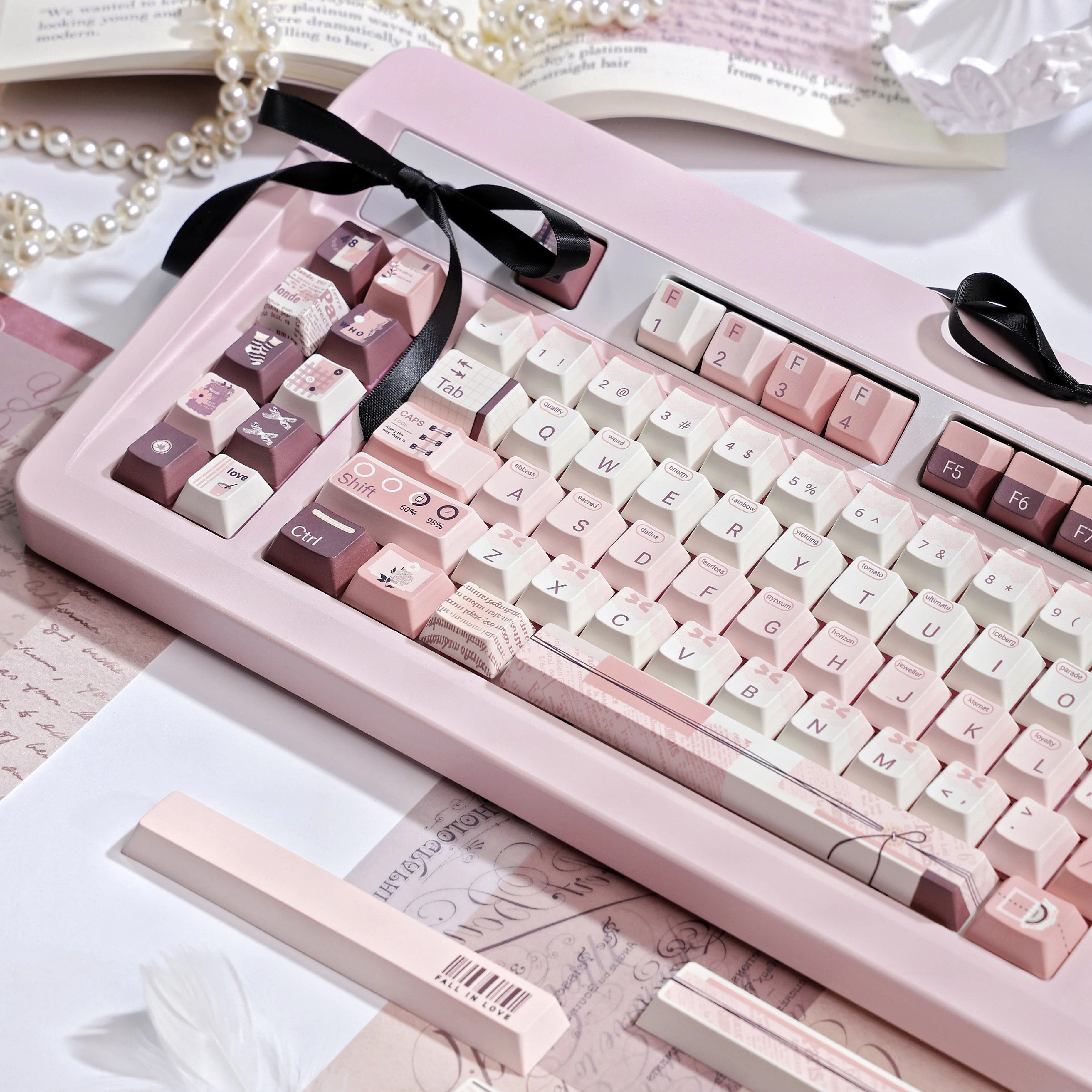 Juego de teclas con tema de manual de princesa, sublimación PBT, SOA, perfil de cereza, tapas de teclado, accesorios personalizados - imagen 3