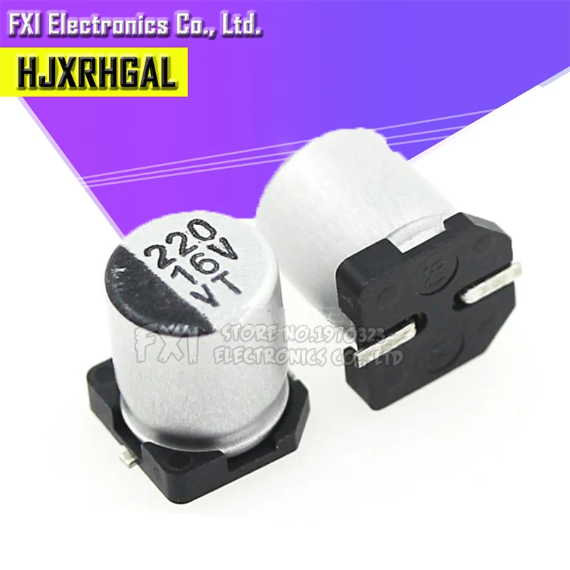 10 Uds condensador electrolítico 16v220uf 6,3*7,7mm SMD condensador electrolítico de aluminio 220uf 16v