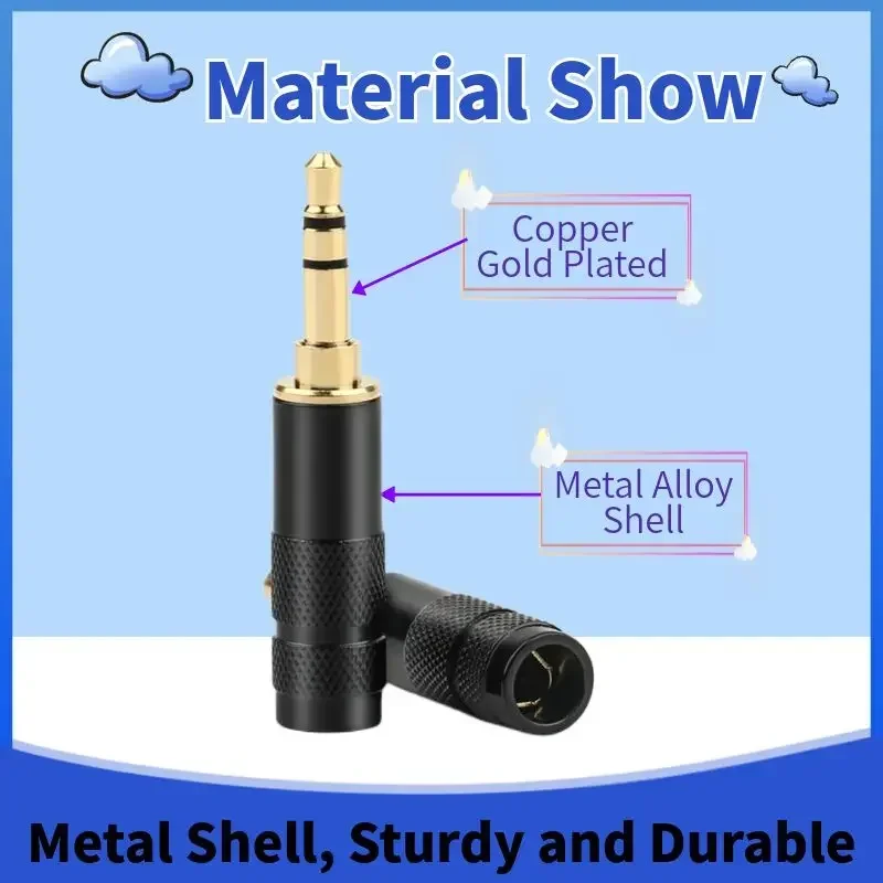 DIY 3,5mm Jack Audio enchufe 3 4 polos conector de auriculares para soldar auriculares Hifi Cable de actualización 3,5 Conector chapado en oro - imagen 5