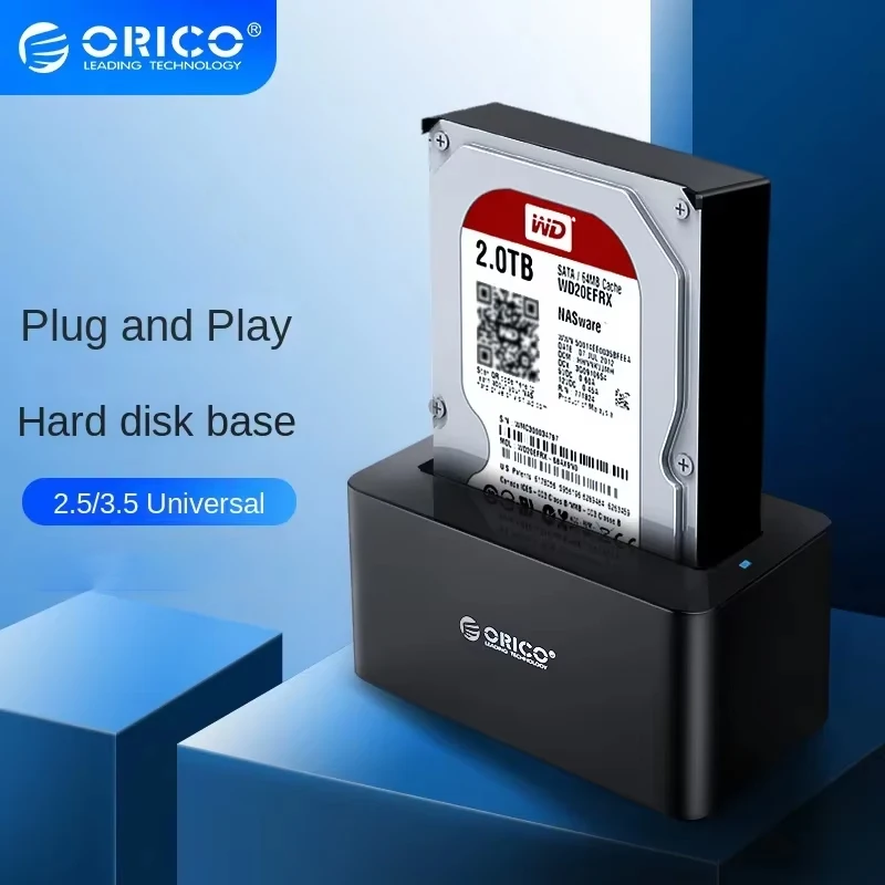Orico-estación de acoplamiento para disco duro SATA a USB 3,0, carcasa para disco duro HDD/SSD de 2,5/3,5 pulgadas con adaptador de corriente 12V2A