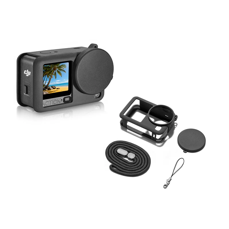 Para DJI OSMO ACTION 6 funda de silicona cubierta protectora de lente Cámara de Acción funda a prueba de polvo con cordón conjunto de accesorios
