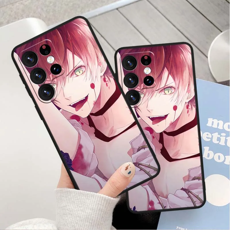 Ayato Sakamaki Anime para Samsung Galaxy S25 S24 S23 S22 S21 S20 S10 S9 S8 FE Lite Ultra Plus 5G funda de teléfono negra - imagen 3