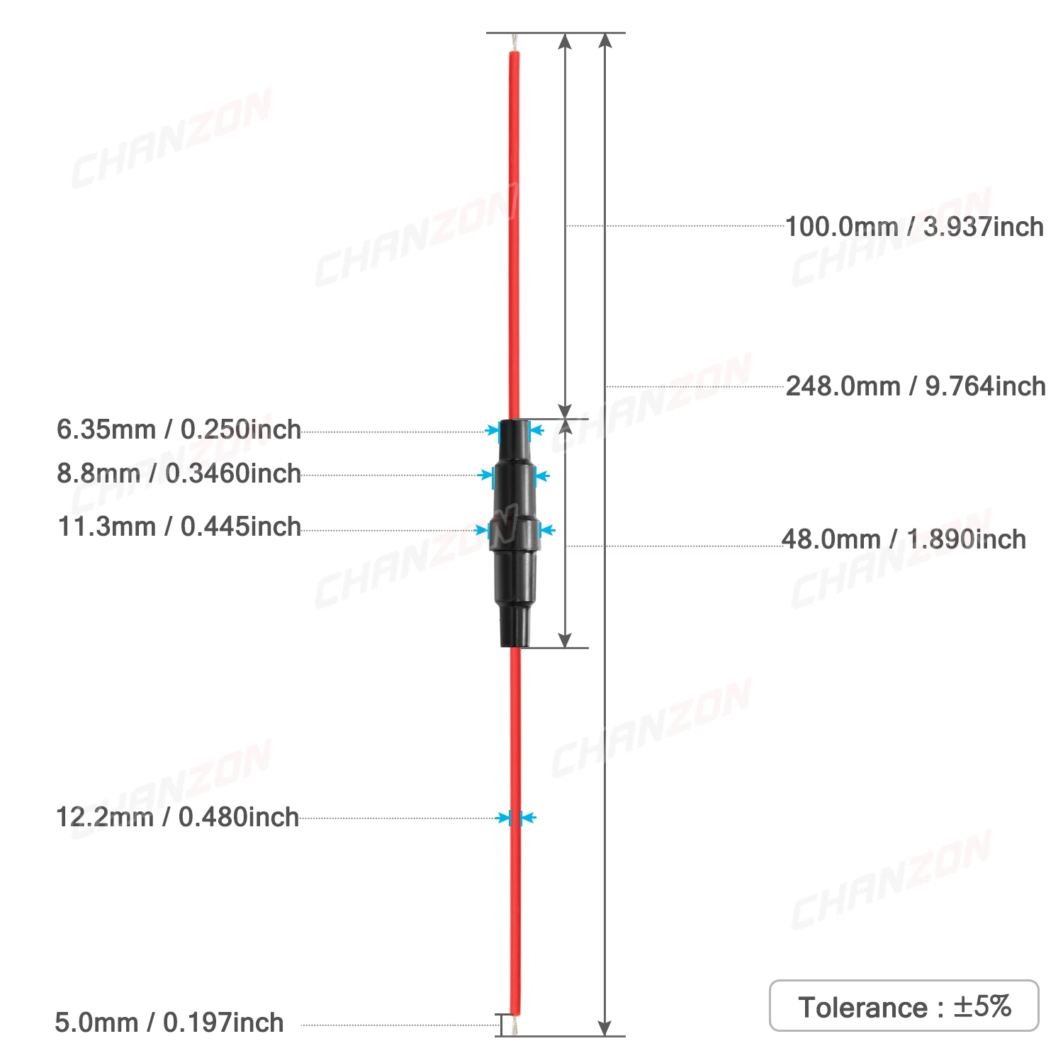 10 Uds 5x20 cajas de fusibles de vidrio en línea soporte de tubo de tornillo soporte de sujeción 24V 250V 125V AC 12V 3amp 5x20mm 22 AWG cable - imagen 3