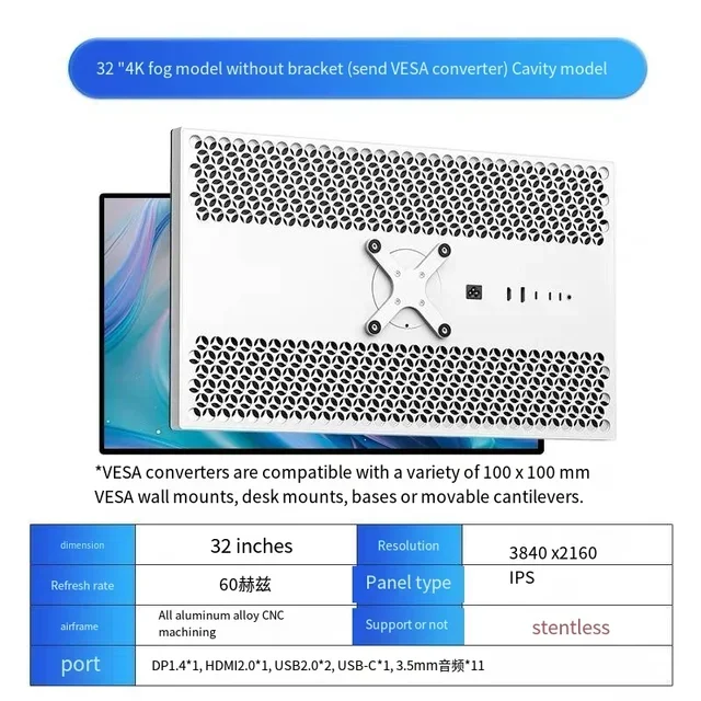 İcon P32U estilo agujero 32 pulgadas Monitor LED 4K60Hz 3840*2160 HDR10 USB-C THUNDER para pantalla MAC 100W HDR10 pantalla brillante XDR STY - imagen 3