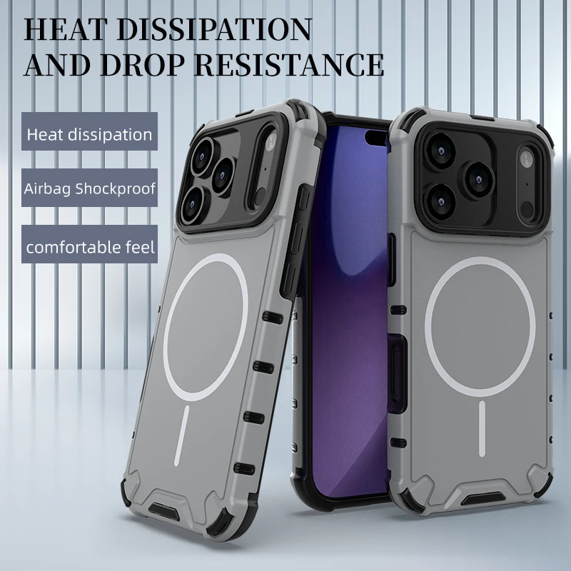 Funda magnética para iPhone 17 16 15 14 13 12 Pro Max Air Plus, funda antideslizante a prueba de golpes, cojín de aire para Magsafe, carcasa mate suave - imagen 2
