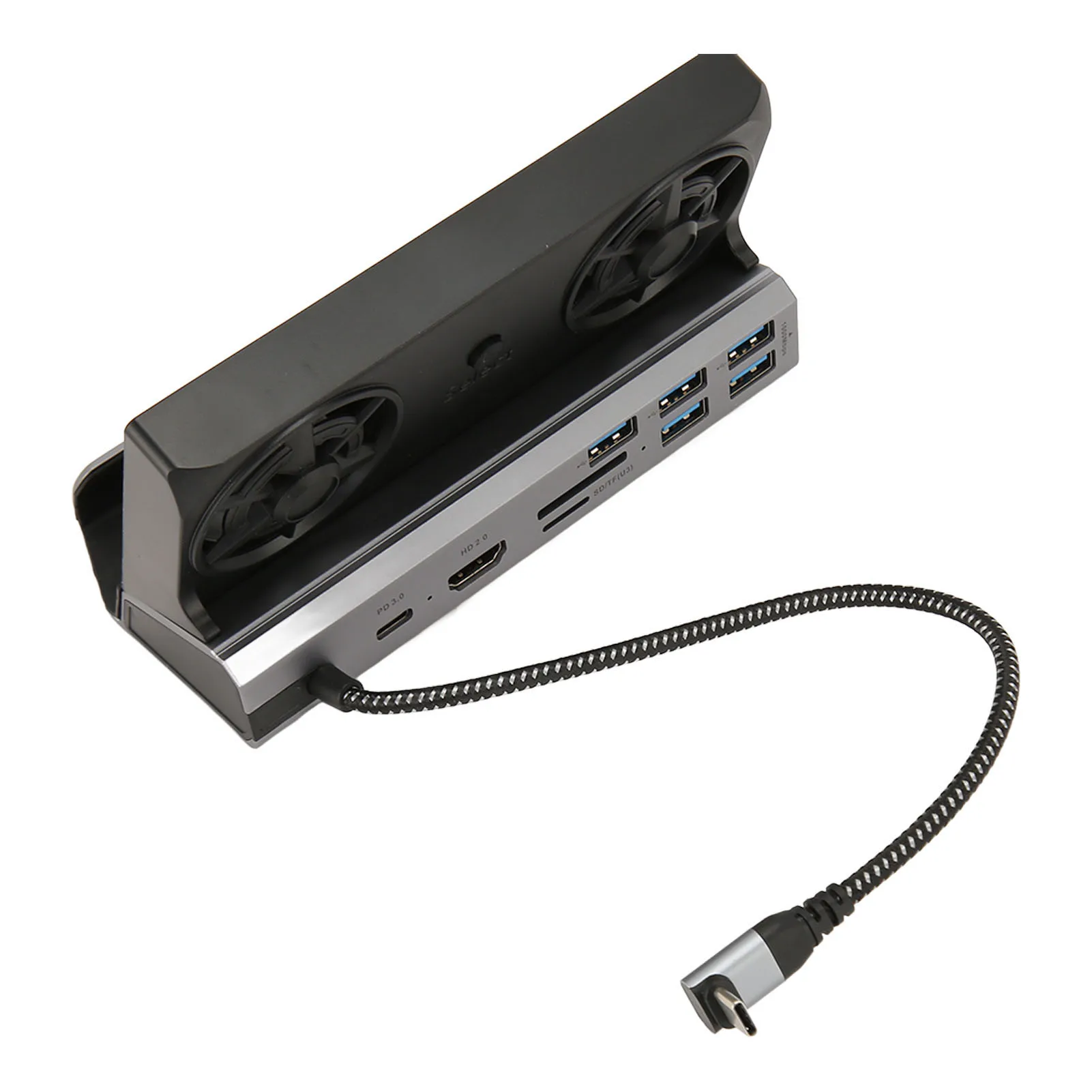 Estación de acoplamiento para consola de juegos, carcasa de aleación de aluminio, ventilador de refrigeración Dual para Rog Ally, Steam Deck, 10 en 1, 5 USB 3,0 2,0 - imagen 5