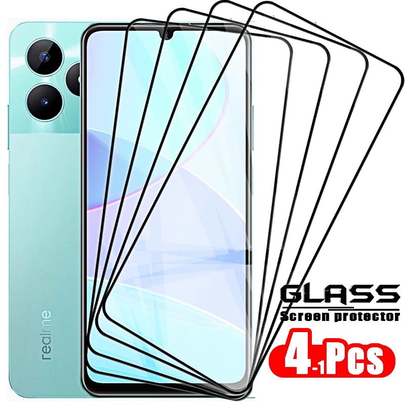 4-1 Uds cubierta completa de vidrio templado para Realme C51 protectores de pantalla C51 C31 C53 C33 C55 C35 c55 c67 vidrio protector C 51 53 55 33 - imagen 2