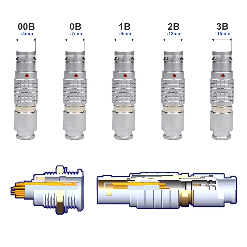 Metal FGG EGG 00B 0B 1B 2B 3B Push-pull Self-locking Aviation Plug Socket Compatible LEMO 2/3/4/5/6/7/8 Pin Signal Connector - imagen 2