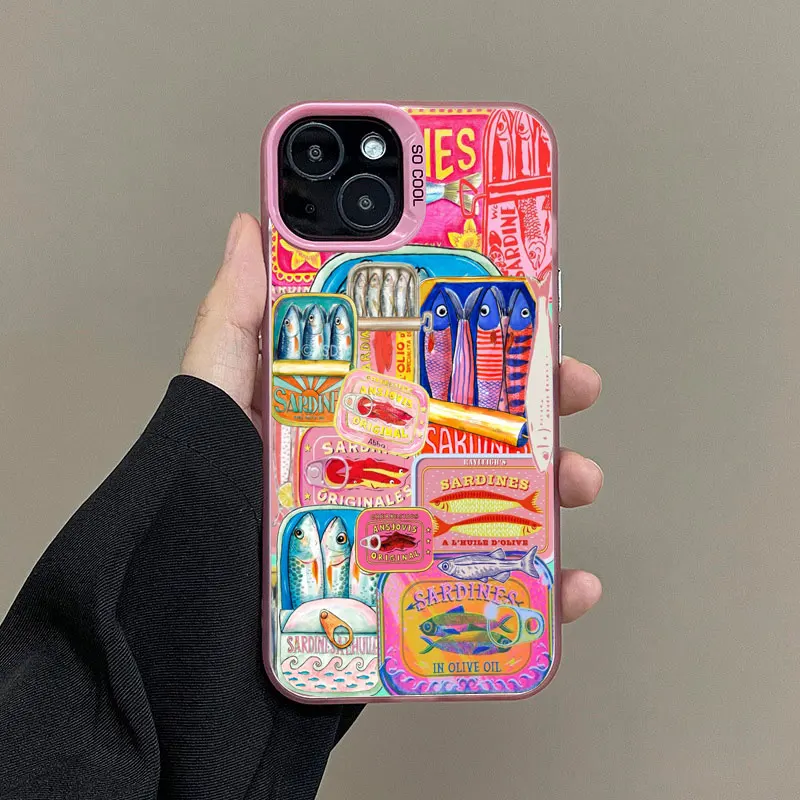Funda de teléfono con láser de sardinas divertidas de pescado para Samsung Galaxy A17 A07 A16 A35 A55 A25 A15 A56 A54 A36 A34 A24 A26 4G 5G, funda mate - imagen 3