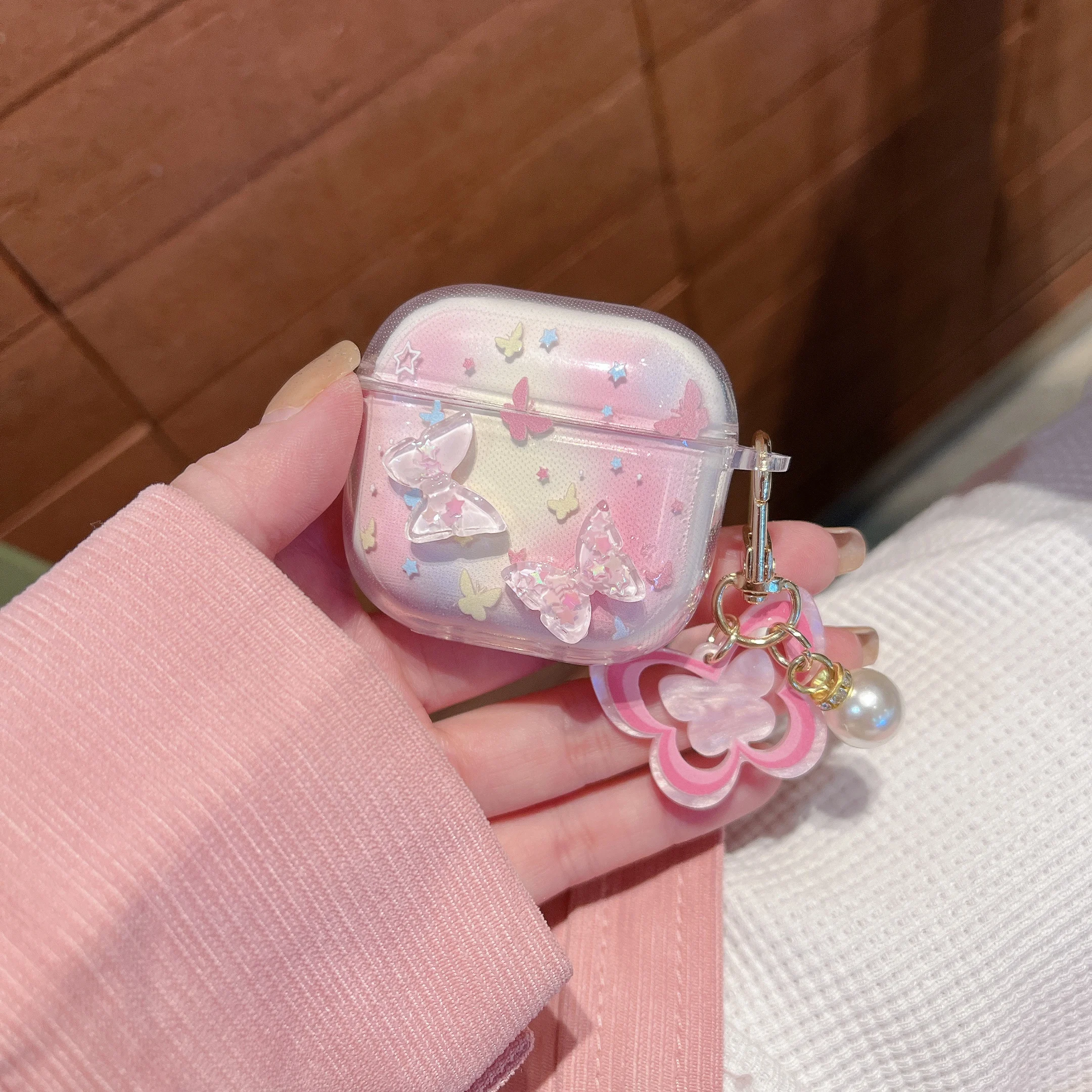 Para Airpods 1 2 3 4 Pro Pro 2 Pro 3 funda de representación bádminton flores estrellas muñecas 3D TPU funda para auriculares accesorios cubierta - imagen 4