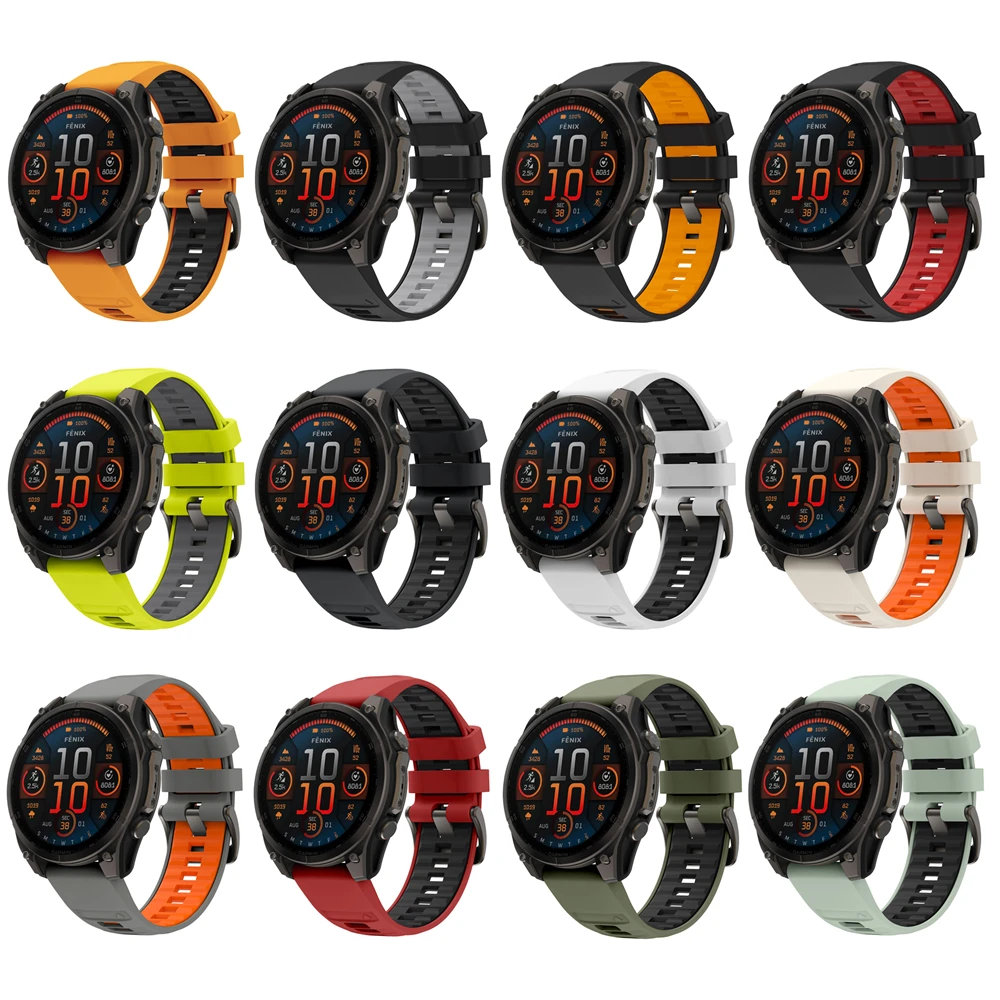 Correa de reloj de silicona QuickFit de 22mm y 26mm para Garmin Fenix 8 Pro 47mm 51mm E 7X 6 6X/Enduro 3 Epix Gen 2 Quatix 8 pulsera deportiva - imagen 3