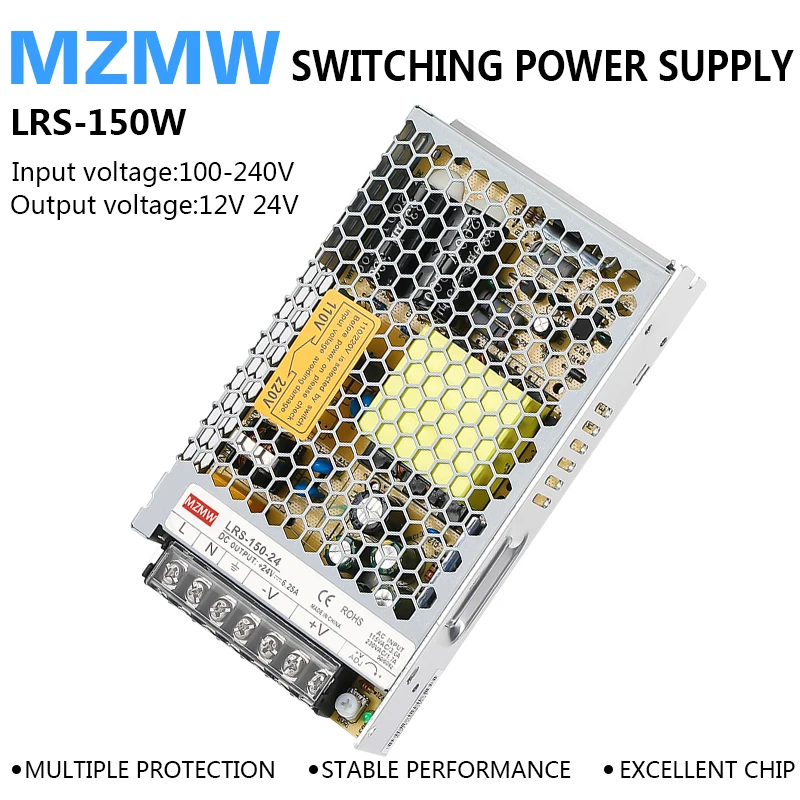 150W 12V 12.5A 24V 6.3A 110V/220V AC DC Industrial SMPS CCTV Led controlador transformador fuente de alimentación conmutada LRS-150-12 LRS-150-24