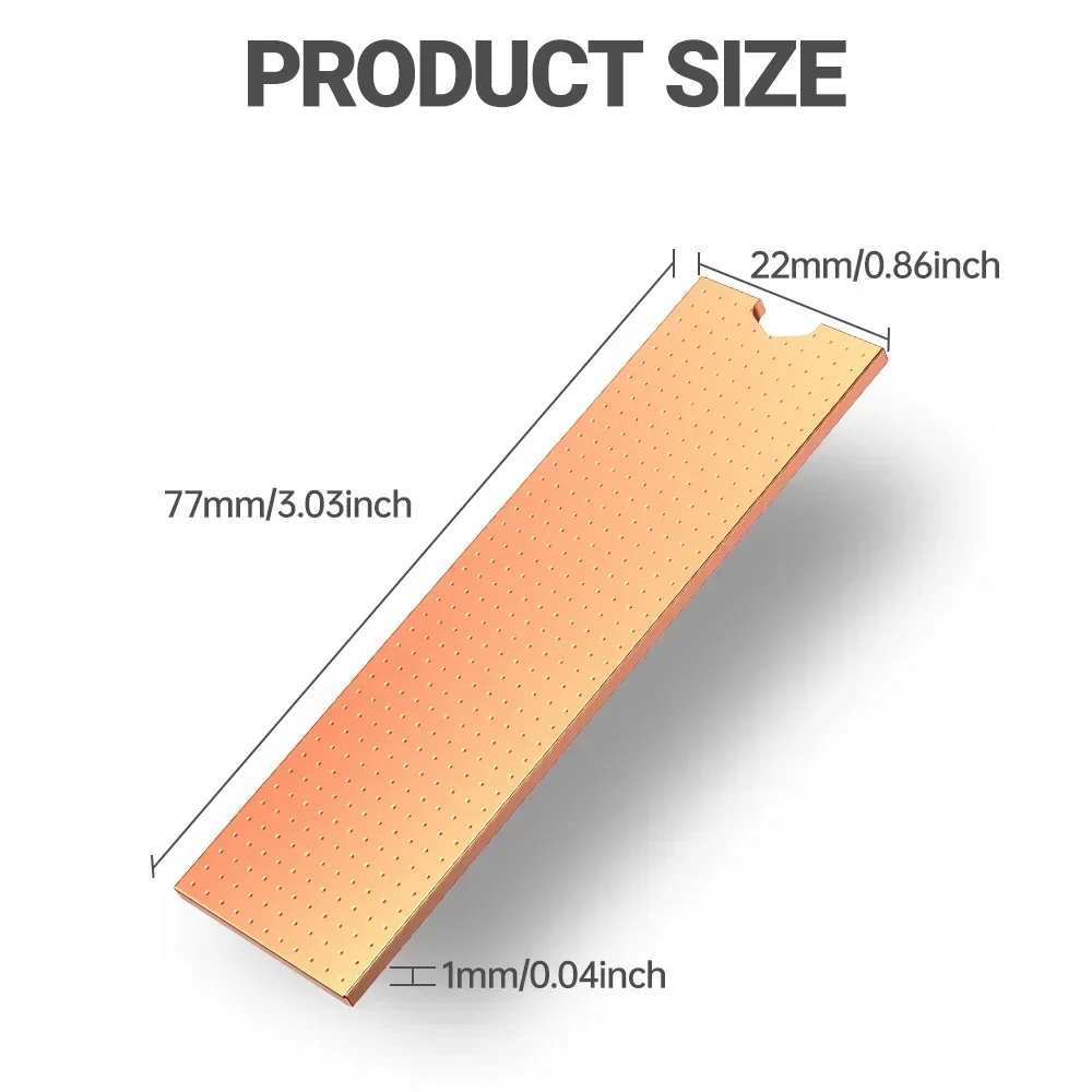 Disipador de calor JEYI Copper M.2 con almohadillas nano térmicas, radiador de disco de estado sólido NVMe NGFF Pure Copper SSD para ordenador portátil y de escritorio - imagen 5