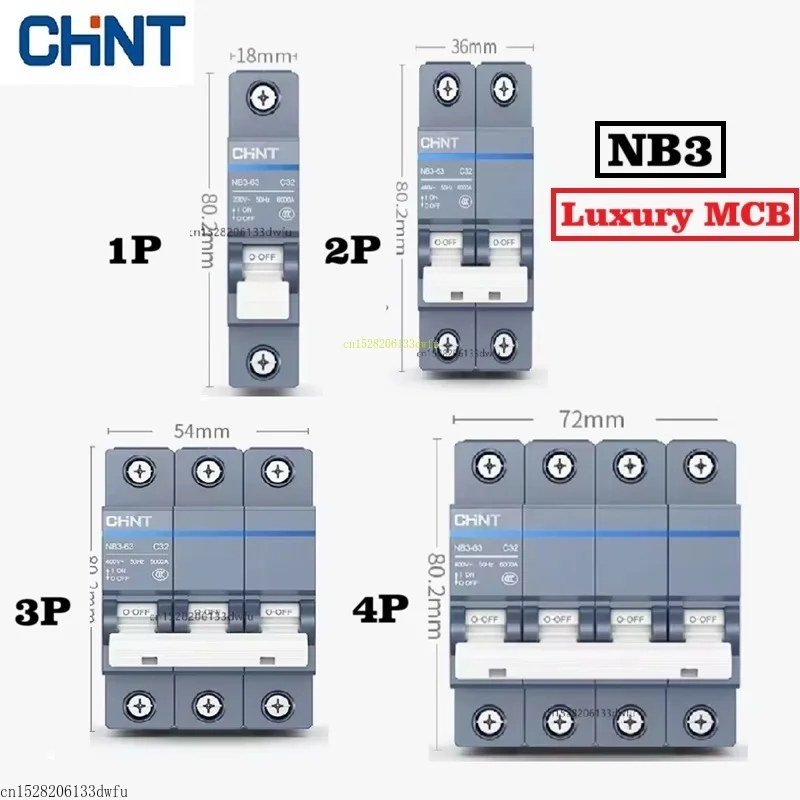 CHINT NB3 1P 2P 3P 4P AC 230/400V disyuntor montaje en carril DIN miniatura hogar lujo hermoso interruptor de aire MCB NXB C60