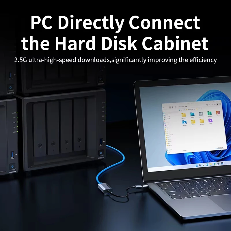 Adaptador Ethernet de 2500Mbps, USB 3,0 de 2,5G y tarjeta de red tipo C a Rj45 para ordenador portátil, servidor NAS, Windows, Mac, OS, Internet - imagen 2