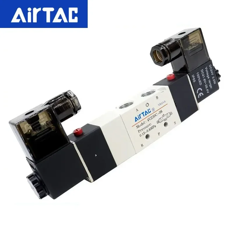 4V130C-06 4V230C-08 AirTAC 4V330C-10 Válvula solenoide Válvula de aire Válvula de inversión de tres posiciones y cinco vías 12V 24V 110V 220V - imagen 4
