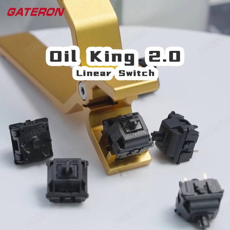 Gateron nuevo oil king 2,0 interruptor 5 pines interruptores lineales precublados 55gf interruptor de teclado mecánico accesorios DIY aceite negro - imagen 2