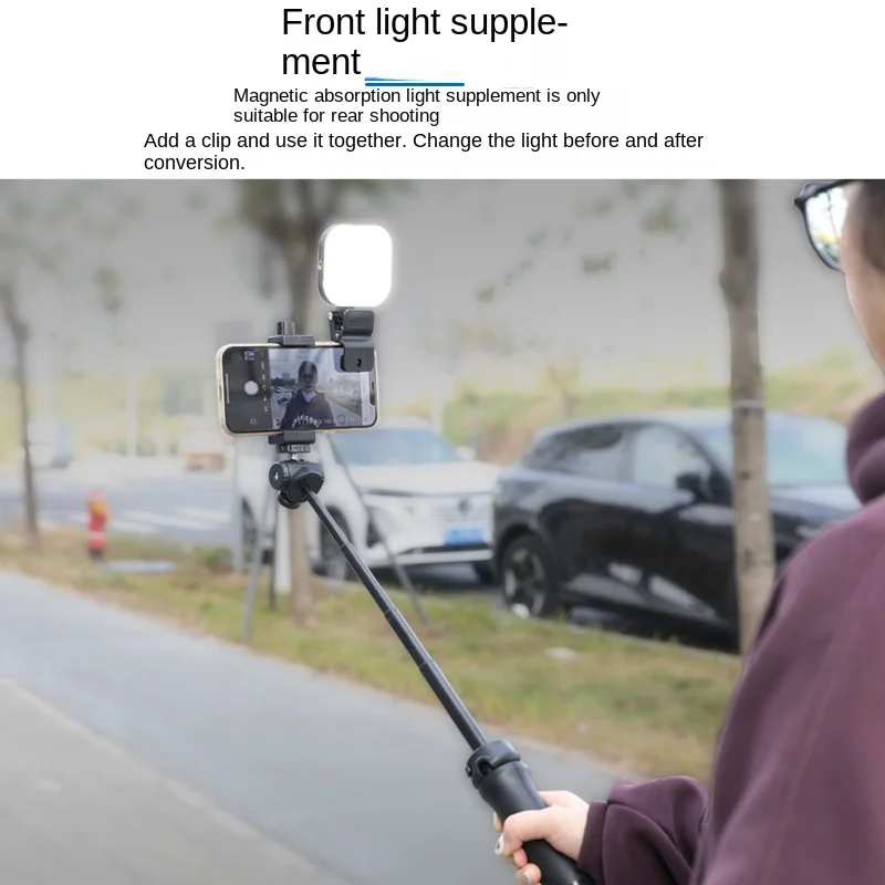 Luz de relleno magnética portátil para Magsafe, lámpara Led para Iphone 15, 14, 13, 12, teléfono Android con Clip de cabeza de bola 1/4 para maquillaje Vlog - imagen 3