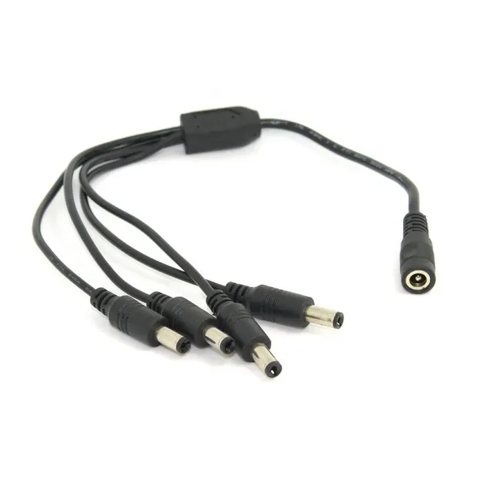 CC 5,5mm Jack Power barril hembra a 4 enchufes macho conector de barril Cable divisor 15cm para controlador de luz LED