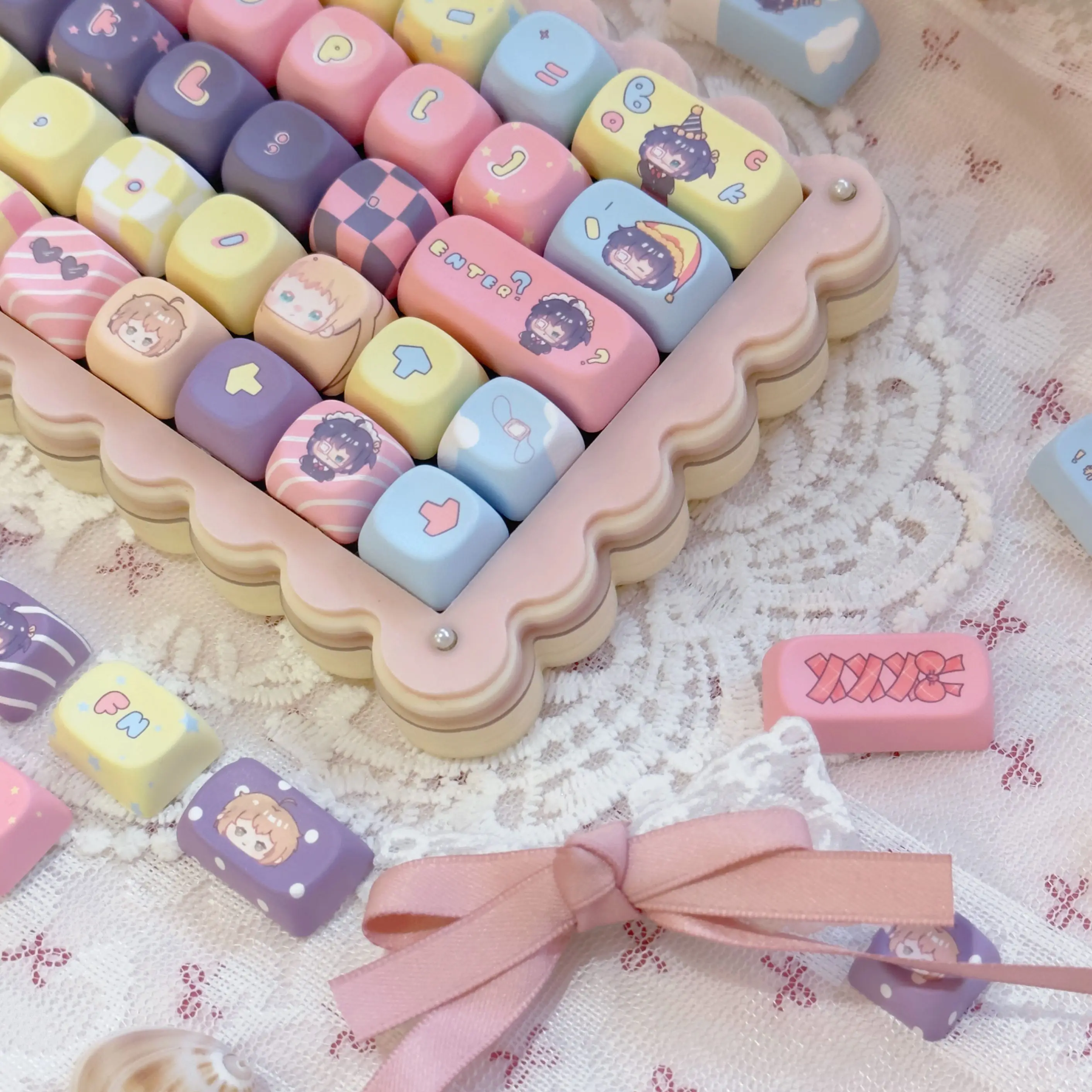 Gorro con forma de flor de seis tiempos para pájaros, sublimación térmica de cinco lados, bonito juego de teclas rosas bidimensionales redondas Moa130Keys - imagen 4