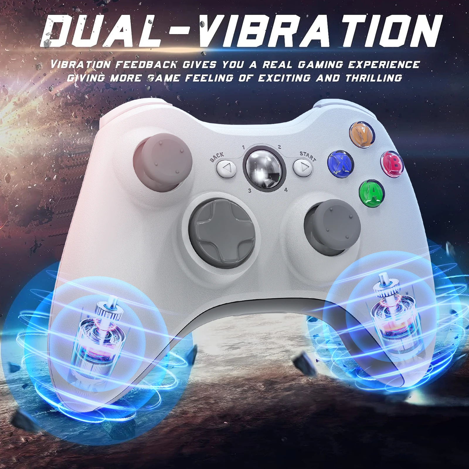 Controlador inalámbrico 2,4G para controlador de juego Xbox 360 con Turbo de doble vibración Compatible con Xbox 360/360 Slim y ventana de PC - imagen 5