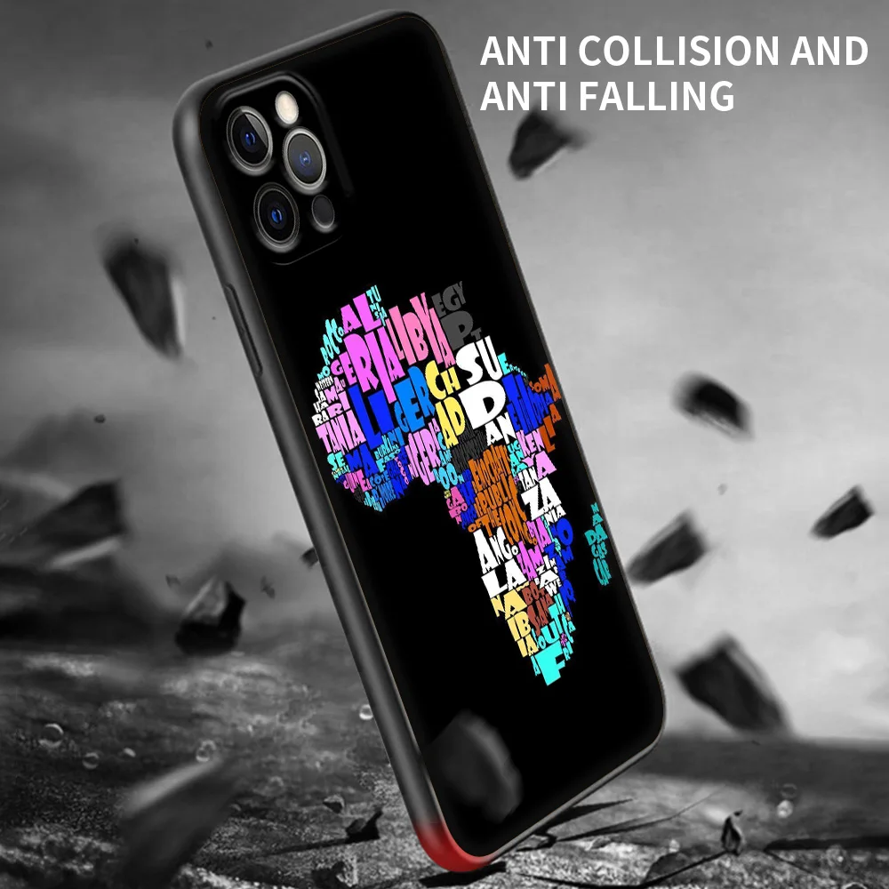 Funda de teléfono para iPhone 13, 15, 14, 12, 11 Pro MAX XR X SE XS 7 8 Plus, funda de silicona de lujo para iPhone 13, mapa de África, geografía pintada - imagen 4